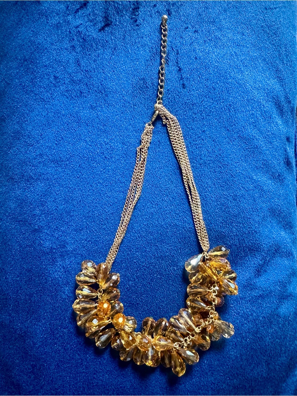 Gold Crystal Cluster Statement Necklace - Women Jewelry